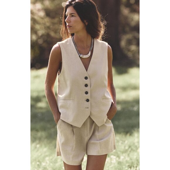Zara Tailored Vest in Ivory - Picture 2 of 4